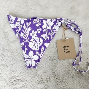 NEW Stone Fox Swim River String Bikini Bottom in Kauai Purple Floral Print